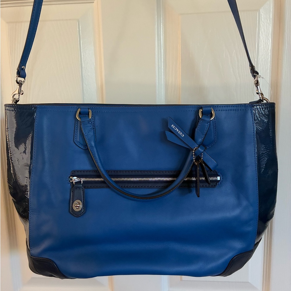 Coach Blue Leather Tote Bag